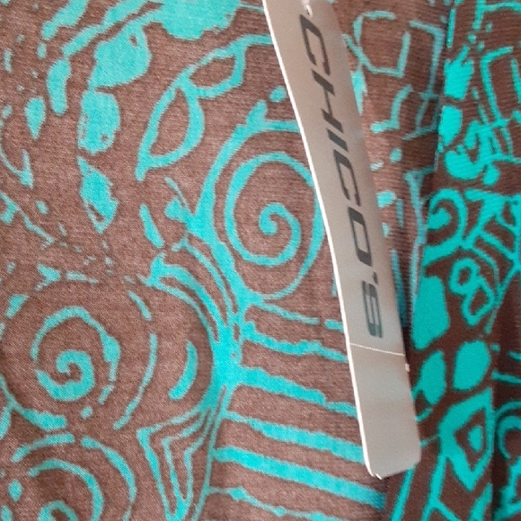 Chico's Teal and Brown Abstract Swirl Top - Picture 3 of 5